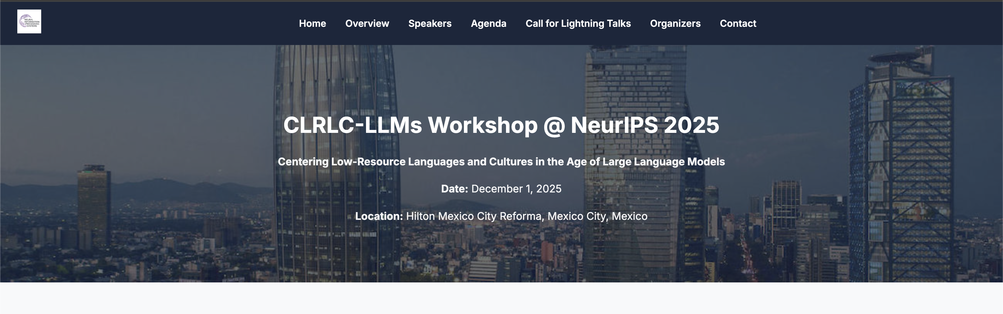 Centre for Low-Resource Languages and Cultures Workshop at NeurIPs, Mexico City